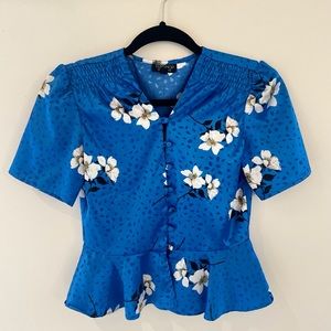 Topshop Floral Satin Blouse